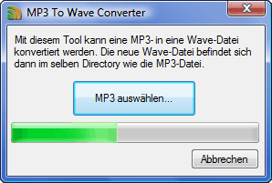 Der MP3 To Wave Converter hat nur eine kleine Benutzeroberfläche.
